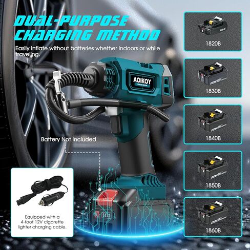 Cordless Tire Inflator Air Compressor for Makita 18V Battery, Portable Handheld Air Pump with digital Tire Pressure Gauge and LED Light for Cars, SUVs, Motorcycles (Battery Not Included) (160psi) in Saudi Arabia
