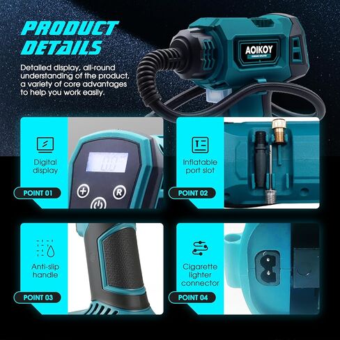 Cordless Tire Inflator Air Compressor for Makita 18V Battery, Portable Handheld Air Pump with digital Tire Pressure Gauge and LED Light for Cars, SUVs, Motorcycles (Battery Not Included) (160psi) in Saudi Arabia
