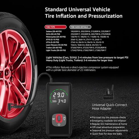Wireless Tire Inflator Portable Air Compressor, 150PSI, 6000mAh Battery Powered, Cordless Digital Pump with LED Emergency Light and LED Pressure Gauge Display for Cars Bikes Balls, Auto Shut-Off in Saudi Arabia