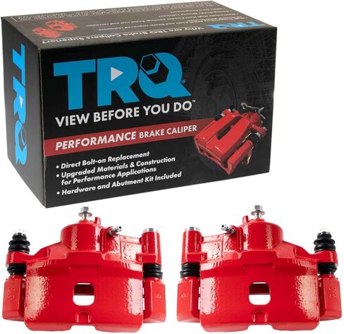 TRQ Front Brake Caliper Set Painted Red Brackets Compatible with 1990-2000 Honda Civic 1993-1997 Civic del Sol 1990-1991 CRX in Kuwait