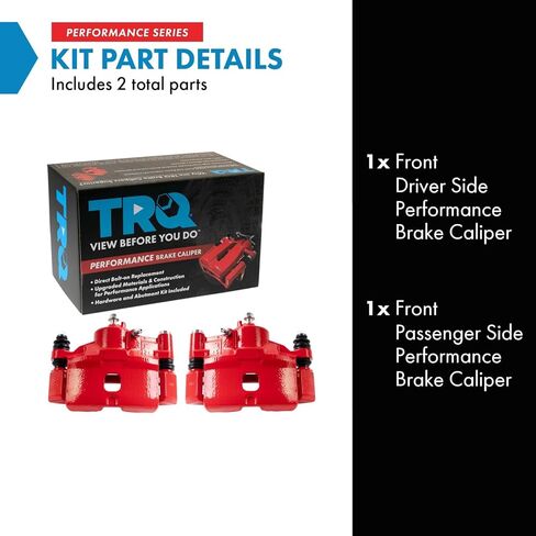 TRQ Front Brake Caliper Set Painted Red Brackets Compatible with 1990-2000 Honda Civic 1993-1997 Civic del Sol 1990-1991 CRX in Kuwait
