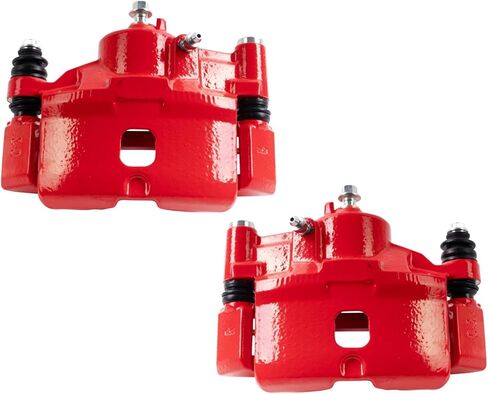 TRQ Front Brake Caliper Set Painted Red Brackets Compatible with 1990-2000 Honda Civic 1993-1997 Civic del Sol 1990-1991 CRX in Kuwait