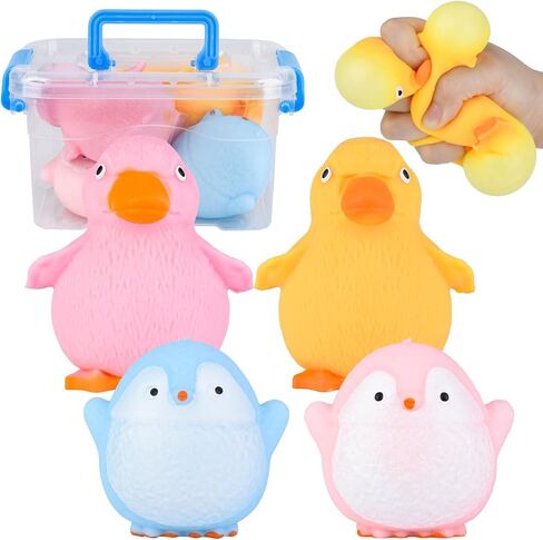 Squishy Fidget Toys Stress Balls,Tedmax 4PCS Cute Penguin & Duck Squeeze Toys,Taba Squishy Packs Perfect for Kids Sensory Play,Anxiety & Stress Relief for Adults Teens Party Favors,Classroom Prizes in Saudi Arabia