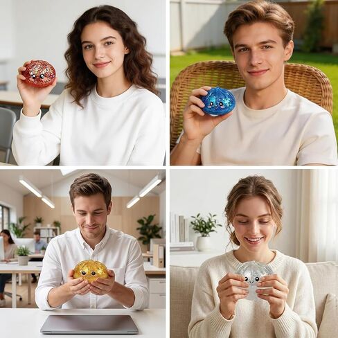2026 Shimmering Dumpling Squishies, 4 Pack Stress Balls, Colorful Sensory Squeeze Toys, Stretchy Dough Balls with Steamer Design for Anxiety Relief & Desk Fidget in Saudi Arabia