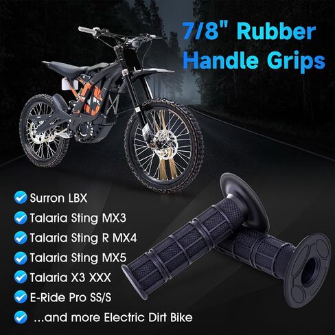 Dirt Bike Handlebar Grips 7/8" Rubber Handle Grip Universal for Sur Ron Surron LBX Talaria Sting R MX3/R MX4 MX5 Talaria X3 XXX E-Ride Pro SR S SS 2.0 3.0 Ventus One Electric Dirt Bike Black in Kuwait