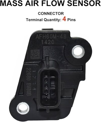 Mass Air Flow Sensor 22680-BV80B MAF Sensor for Nissan Altima Juke Versa Maxima Pathfinder Rogue Rogue Sport Sentra 2015-2017, Replace# AFH60M-48 226805RF0A in Kuwait