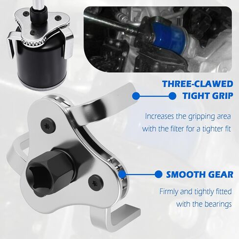 Bi-Adjustable Oil Filter Wrenches,3 Jaw Oil Filter Removal Tool for 2-1/2 to 4.5 Inch Diameter Filters,High Hardness Oils Filters Tool for Use with 1/2 & 3/8 Inch Wrenches in Kuwait