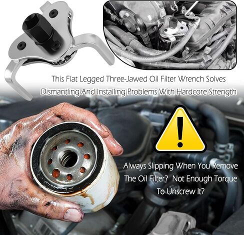 Bi-Adjustable Oil Filter Wrenches,3 Jaw Oil Filter Removal Tool for 2-1/2 to 4.5 Inch Diameter Filters,High Hardness Oils Filters Tool for Use with 1/2 & 3/8 Inch Wrenches in Kuwait