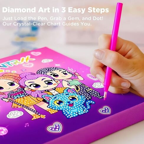 ZEHYRNE Diamond Art Compatible with KP0P Demon Movie Hunter Fans, Art and Crafts Kits for Girls Age 8-12 6-8, DIY Gem Art 丨Birthday Children's Day Gift, Bedroom Decor. with Wooden Stand in Saudi Arabia