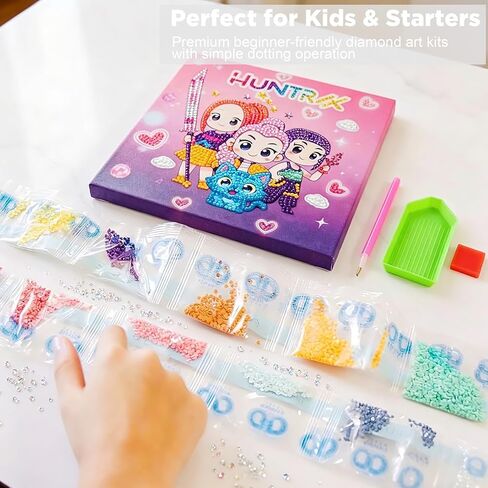 ZEHYRNE Diamond Art Compatible with KP0P Demon Movie Hunter Fans, Art and Crafts Kits for Girls Age 8-12 6-8, DIY Gem Art 丨Birthday Children's Day Gift, Bedroom Decor. with Wooden Stand in Saudi Arabia
