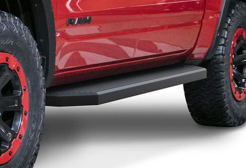 ألواح الجري Tuxtreme ذات الدرجات الجانبية المتوافقة مع Ram 1500 2019-2026 Crew Cab (قضبان Nerf الجانبية) عريضة 6 بوصات بتصميم مسطح من الفولاذ المقاوم للصدأ باللون الأسود in Kuwait