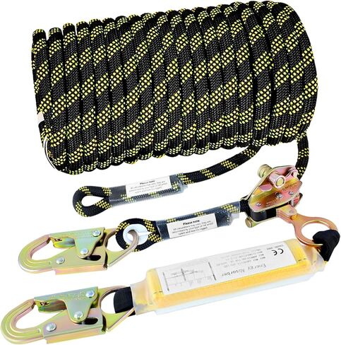 Vertical Lifeline Assembly 25 ft, Polyester Roofing Rope with Rope Grab Snap Hooks Shock Absorber, Fall Protection Roofing Safety Rope for Roofing Work in Saudi Arabia