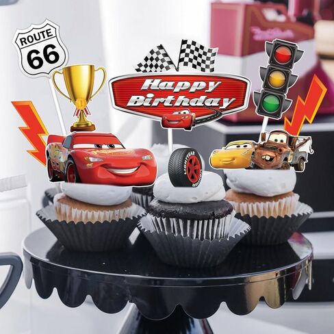 10Pcs Cars Birthday Cake Toppers, Cute Cartoon Cake Decorations, Movie Themed Cupcake Topper, Birthday Party Supplies for Boys and Girls in Saudi Arabia