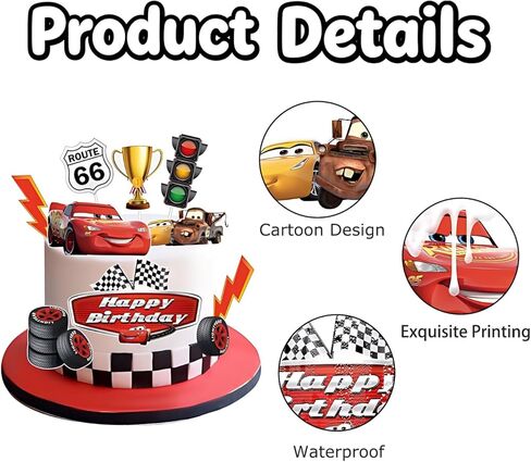 10Pcs Cars Birthday Cake Toppers, Cute Cartoon Cake Decorations, Movie Themed Cupcake Topper, Birthday Party Supplies for Boys and Girls in Saudi Arabia