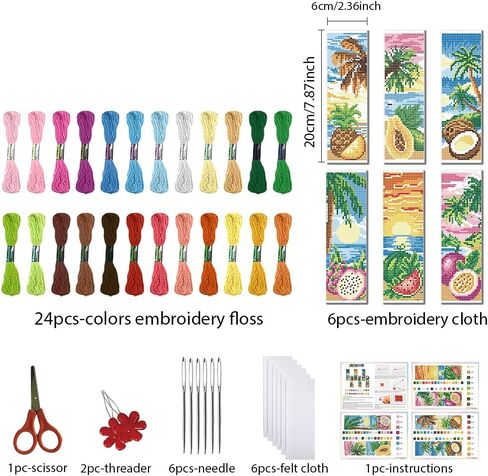 freebloss 6 مجموعة عبر غرزة المرجعية عدة 11ct diy عبر الابره مجموعات الصيف الفواكه نمط مختوم التطريز عدة مع تعليمات المرجعية صنع مجموعة للمبتدئين الكبار 8x2.4 بوصة in Kuwait