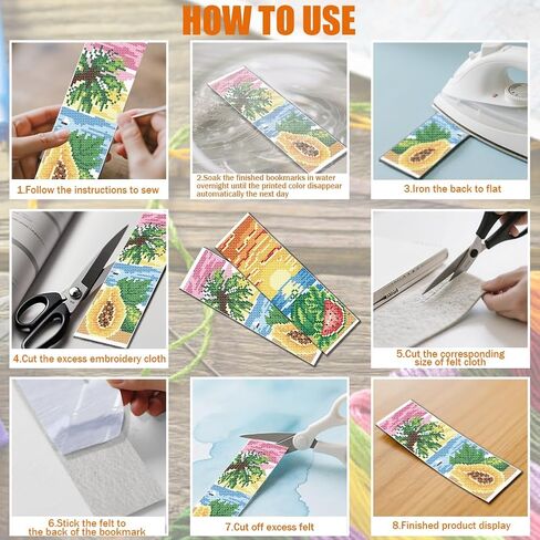 freebloss 6 مجموعة عبر غرزة المرجعية عدة 11ct diy عبر الابره مجموعات الصيف الفواكه نمط مختوم التطريز عدة مع تعليمات المرجعية صنع مجموعة للمبتدئين الكبار 8x2.4 بوصة in Kuwait