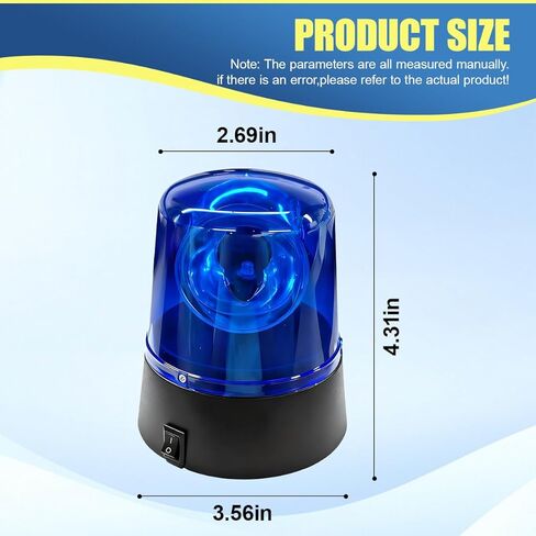 YoRise 4.31'' x 3.56'' Car Siren Strobe Light, 360 Degree Rotating Emergency LED Warning Light, DJ Disco Ball Lights, Universal Flashing Flare Police Lights for Vehicle, Home, Parties (Blue) in Kuwait