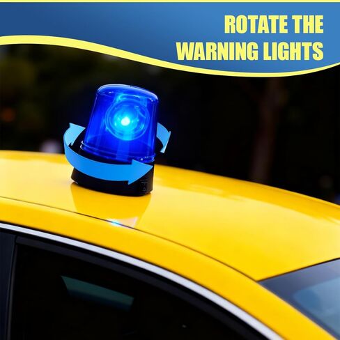 YoRise 4.31'' x 3.56'' Car Siren Strobe Light, 360 Degree Rotating Emergency LED Warning Light, DJ Disco Ball Lights, Universal Flashing Flare Police Lights for Vehicle, Home, Parties (Blue) in Kuwait