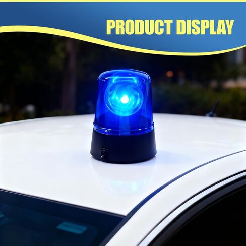 YoRise 4.31'' x 3.56'' Car Siren Strobe Light, 360 Degree Rotating Emergency LED Warning Light, DJ Disco Ball Lights, Universal Flashing Flare Police Lights for Vehicle, Home, Parties (Blue) in Kuwait