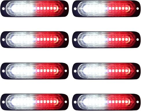 8 قطع نحيفة 12-LED سطح جبل وامض أضواء ستروب لشاحنة سيارة سيارة LED أضواء تحذير المخاطر الطوارئ منارة مصبغة ضوء مقاوم للماء (العنبر والأبيض) in Kuwait