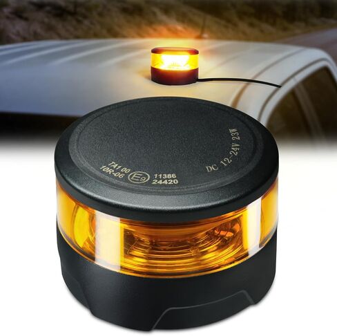 AgriEyes Amber LED Beacon Light للشاحنات، مصابيح ستروب مثبتة على المسمار مع وظيفة الذاكرة التلقائية، ضوء تحذير صغير محمول للسلامة في حالات الطوارئ مع وميض دوار للسيارة البريدية Snowplow UTV IP67 in Kuwait