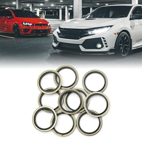 X AUTOHAUX 10pcs Engine Oil Crush Washers Drain Plug Gaskets 22mm ID. 30mm OD. Bronze Tone for Car in Kuwait