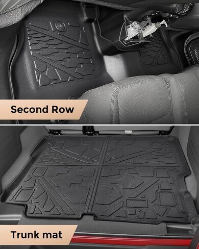 Floor Mats Cargo Liner for Jeep Wrangler JL 4 Door 2018-2025 2026 Without SUBWOOFER (Non JK or 4XE) All Weather TPE Tech Trunk Mats for Wrangler JL 2019 2020 2021 2022 2023 2024 Accessories in Saudi Arabia