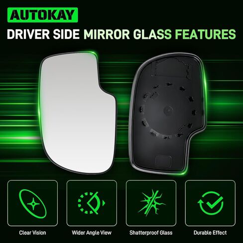 AUTOKAY Left Driver Side Mirror Glass Fits for Chevy Silverado Avalanche Suburban Tahoe, GMC Sierra Yukon, Cadillac Escalade ESV EXT 1999-2006, Exterior Rearview Side Mirror with Backing Plate in Kuwait