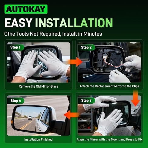 AUTOKAY Left Driver Side Mirror Glass Fits for Chevy Silverado Avalanche Suburban Tahoe, GMC Sierra Yukon, Cadillac Escalade ESV EXT 1999-2006, Exterior Rearview Side Mirror with Backing Plate in Kuwait