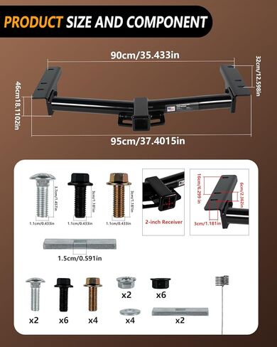 Class 3 Trailer Hitch 2-Inch Receiver Compatible with Ford Transit 150 250 350 2015–2025；E-Transit 2022–2024; | 6,000 lbs GTW / 900 lbs TW | 8,000 lbs WD Capacity | Steel, Rust-Resistant in Saudi Arabia