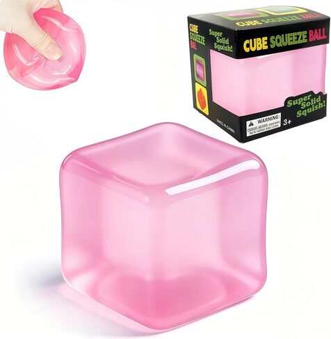 Ice Cube Squishy, Stress Cube Fidget Squishy Squeeze Toys, Soft Anxiety Cube, Party Favors, Squishy Cube for Adult Men Women Teens Ages 15+ (Pink 1) in Kuwait