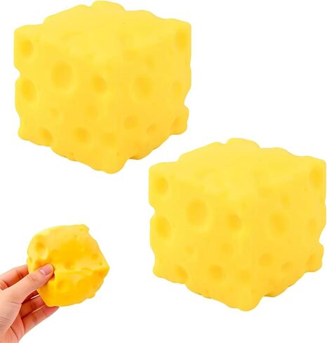 2Pcs Cheese Squishy Cube Block Squishy Fidget Toys Easy Sqweezy Cheesy Slow Rising Stocking Stuffers Sensory / Fidget Novelty Toy for Stress Relief in Kuwait