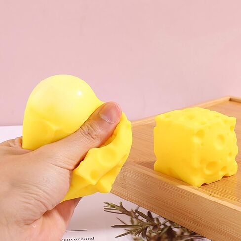 2Pcs Cheese Squishy Cube Block Squishy Fidget Toys Easy Sqweezy Cheesy Slow Rising Stocking Stuffers Sensory / Fidget Novelty Toy for Stress Relief in Kuwait