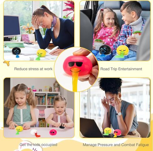 4-PCS Puking Sucking Stress Relief Balls,Vomiting Egg Squeeze Toy,Funny Slime Vomiting Toys,Novelty Fidget Toy for Easter Baskets Gifts for Kids Adults. in Saudi Arabia