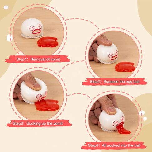 4-PCS Puking Sucking Stress Relief Balls,Vomiting Egg Squeeze Toy,Funny Slime Vomiting Toys,Novelty Fidget Toy for Easter Baskets Gifts for Kids Adults. in Saudi Arabia