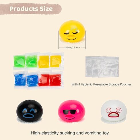 4-PCS Puking Sucking Stress Relief Balls,Vomiting Egg Squeeze Toy,Funny Slime Vomiting Toys,Novelty Fidget Toy for Easter Baskets Gifts for Kids Adults. in Saudi Arabia