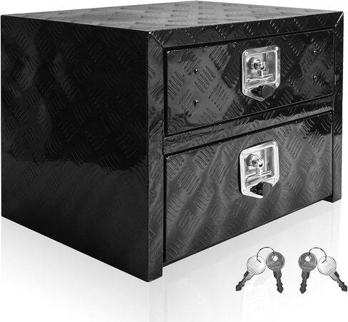 Underbody Truck Tool Box 36"x 18"x 20" Heavy Duty Double-Layer Aluminum Truck Bed Toolbox with Drawer and Lower Door Tools Storage Organizer with Lock and Keys Suitable for Truck Bed Pickup RV Trailer in Kuwait