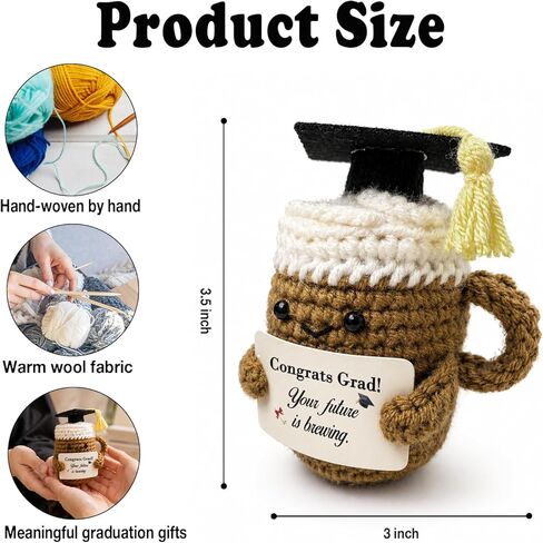 Graduation Gifts for Women Her Him, Graduation Decorations Coffee Lover Gift for High School College Graduates, End of Year Students Gifts Your Future Is Brewing Positive Crochet Coffee Home Decor in Saudi Arabia