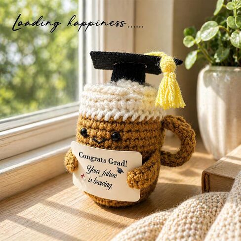 Graduation Gifts for Women Her Him, Graduation Decorations Coffee Lover Gift for High School College Graduates, End of Year Students Gifts Your Future Is Brewing Positive Crochet Coffee Home Decor in Saudi Arabia