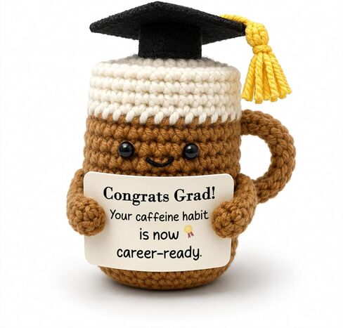 Graduation Gifts for Women Her Him, Graduation Decorations Coffee Lover Gift for High School College Graduates, End of Year Students Gifts Your Future Is Brewing Positive Crochet Coffee Home Decor in Saudi Arabia
