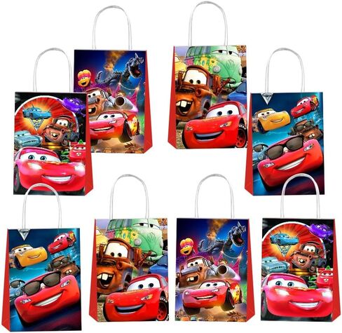 ARHAVI 12Pcs Cars Theme Party Gift Bags Goodie Bags with Handle for Kids Birthday Decorations Party Supplies in Kuwait