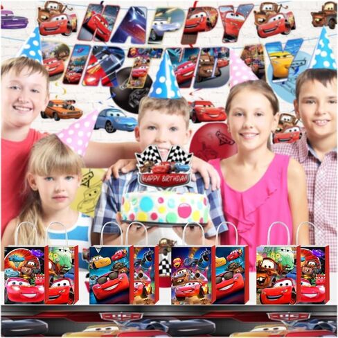 ARHAVI 12Pcs Cars Theme Party Gift Bags Goodie Bags with Handle for Kids Birthday Decorations Party Supplies in Kuwait