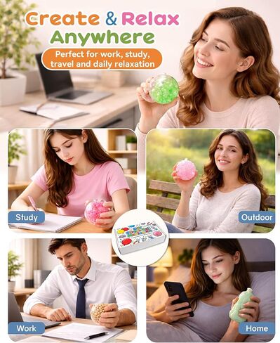 DIY Stress Ball Making Kit with 14.1 oz Filler, 16 TPR Skins, Vacuum Tool, 20 Cable Tie for Create ASMR Anxiety Relief Toys Crunchy Relaxing for Adult in Saudi Arabia