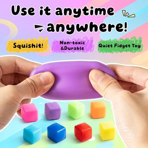 24 Pack Squishy Fidget Toys Bulk, Soft Stress Cube Ice Cube Fidget, Fidget Cubes Stress Balls, Slow Rising Squishy Stress Relief Toys for Kids Adults, Classroom Fidgets, Party Favors, Squishies in Saudi Arabia