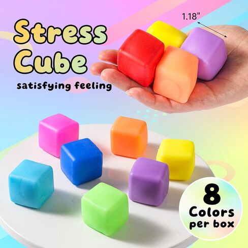 24 Pack Squishy Fidget Toys Bulk, Soft Stress Cube Ice Cube Fidget, Fidget Cubes Stress Balls, Slow Rising Squishy Stress Relief Toys for Kids Adults, Classroom Fidgets, Party Favors, Squishies in Saudi Arabia