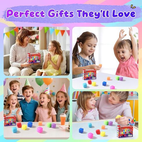 24 Pack Squishy Fidget Toys Bulk, Soft Stress Cube Ice Cube Fidget, Fidget Cubes Stress Balls, Slow Rising Squishy Stress Relief Toys for Kids Adults, Classroom Fidgets, Party Favors, Squishies in Saudi Arabia