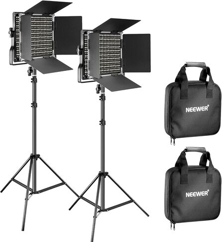 طقم إضاءة فيديو لوحة LED PL60C RGB من NEEWER مع حوامل/حقيبة زنبركية مبطنة بطول 6.6 قدم/2 متر، تحكم APP/2.4G/DMX، 60 وات 23000 لوكس/0.5 م 2500 ك-10000 ك 18 مشهدًا RGBCW Pro لإضاءة استوديو التصوير الفوتوغرافي in Saudi Arabia