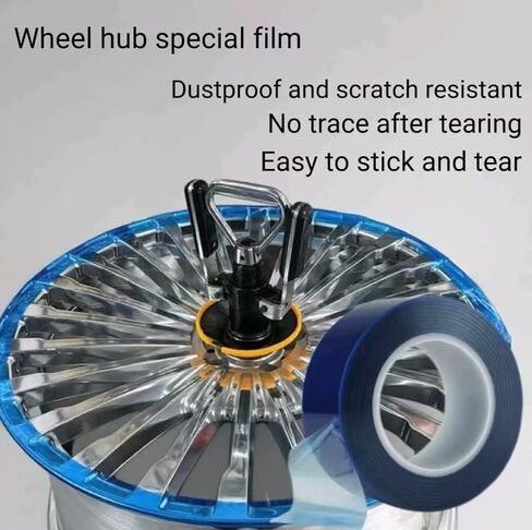 1 roll of durable PE blue adhesive film for wheel hub protection, easy to install with strong adhesion to prevent wear and enhance the protection of vehicle wheels (1.97 inches wide * 656.2 feet long) in Saudi Arabia