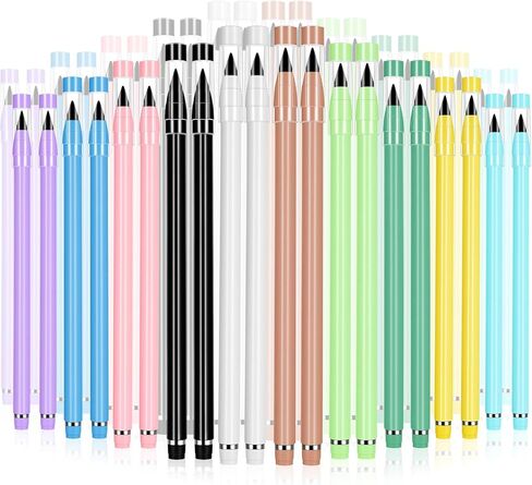 40 Pcs Colored Everlasting Pencil Forever Infinity Pencil with Eraser, Aesthetic Reusable Eternal Inkless Pencils for Writing Drawing, Home Office School Supplies (10 Colors) in Saudi Arabia