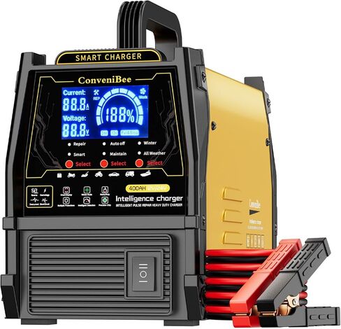 12V 24V Car Battery Charger Heavy Duty, 0-15A Automatic Battery Maintainer, 2026 Upgraded, Fast & Trickle Charge, Pulse Repair, for AGM Lead-Acid Deep Cycle, Car Truck Motorcycle RV Boat Lawn Mower in Kuwait
